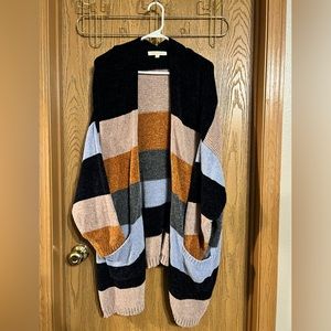 Color Block Oversized Fuzzy Soft Cardigan Plus | Rewind